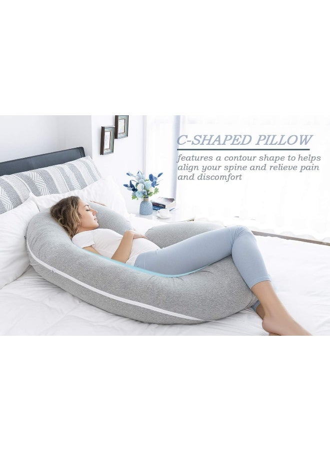 INSEN INSEN Pregnancy Pillow, C Shaped Full Body Pillow for Maternity Support with Zipper Jersey Cover - Image 5