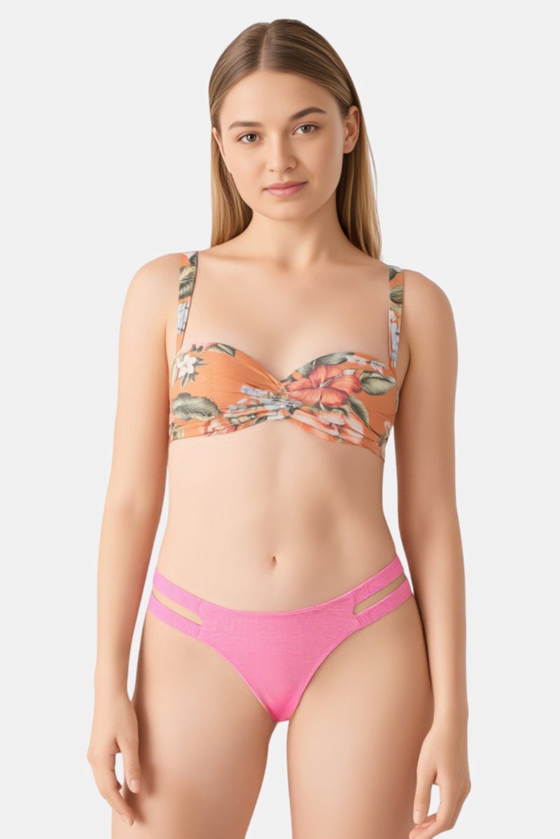 Billabong Women Floral Print Padded Bikini Top, Muticolor - Image 1