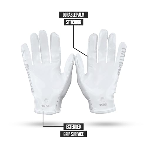 NXT NXTRND Nxtrnd G1 Youth Football Gloves, Kids Sticky Receiver Gloves (White, Youth Large) - Image 5