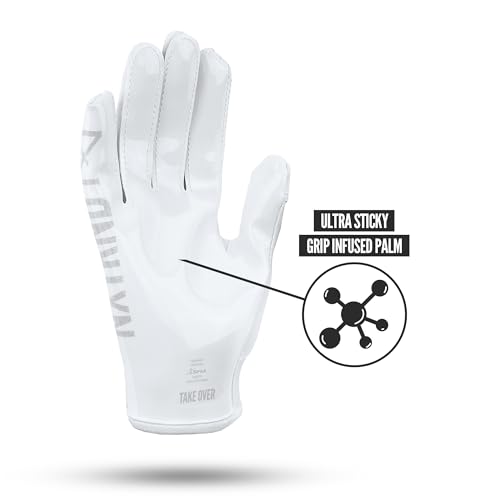 NXT NXTRND Nxtrnd G1 Youth Football Gloves, Kids Sticky Receiver Gloves (White, Youth Large) - Image 3