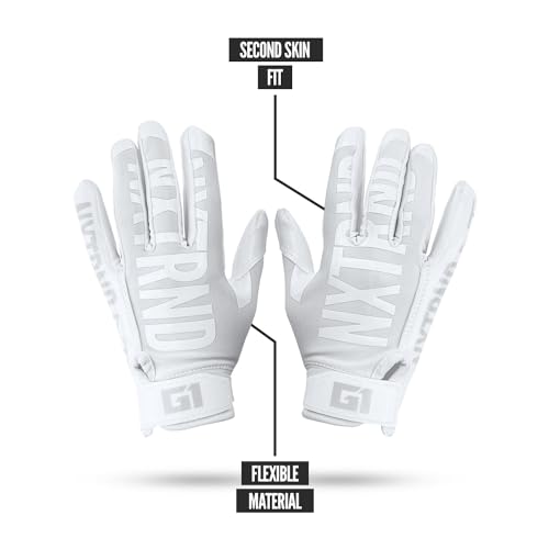 NXT NXTRND Nxtrnd G1 Youth Football Gloves, Kids Sticky Receiver Gloves (White, Youth Large) - Image 4