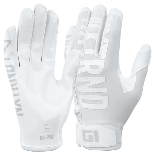 NXT NXTRND Nxtrnd G1 Youth Football Gloves, Kids Sticky Receiver Gloves (White, Youth Large) - Image 2