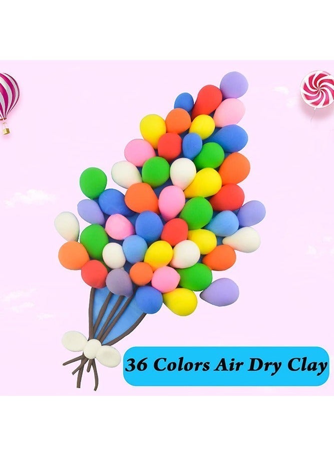 Wish 36 Colors DIY Plasticine, Air Dry Clay, Super Light Modeling Clay for Kids Creative DIY Crafts, Non Toxic Educational Clay Toys Set with Tools, Art Gift for Boys and Girls Age 4+ - Image 2