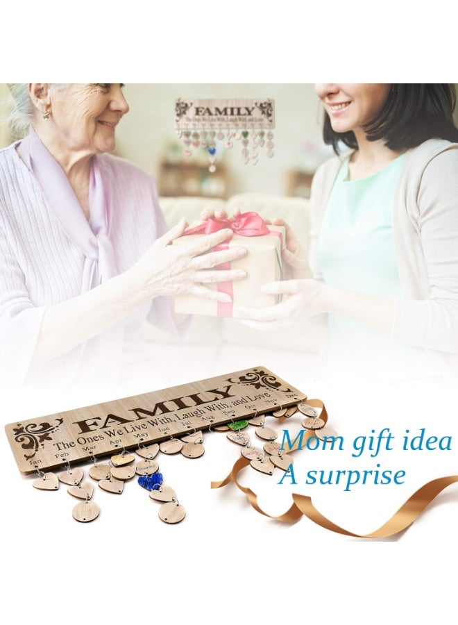 YuQi Gifts for Mom Grandma from Daughter, Unique Wooden Family Birthday Reminder Tracker Calendar Board Wall Hanging with 100 Tags, Best Gift Ideas for Christmas Birthday Mother's Day - Image 4