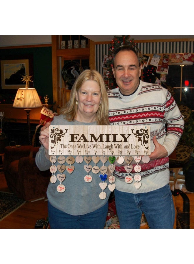 YuQi Gifts for Mom Grandma from Daughter, Unique Wooden Family Birthday Reminder Tracker Calendar Board Wall Hanging with 100 Tags, Best Gift Ideas for Christmas Birthday Mother's Day - Image 3