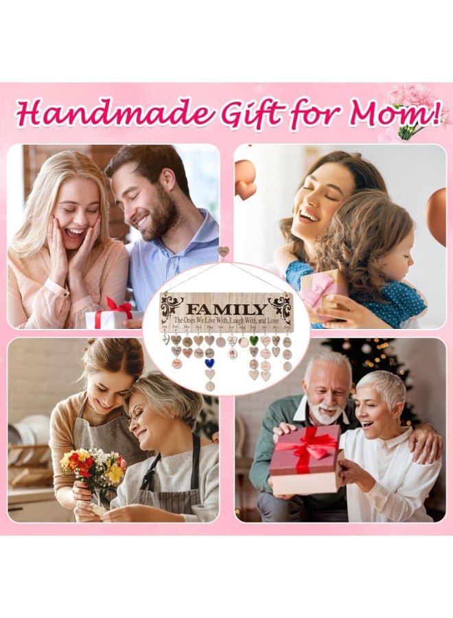 YuQi Gifts for Mom Grandma from Daughter, Unique Wooden Family Birthday Reminder Tracker Calendar Board Wall Hanging with 100 Tags, Best Gift Ideas for Christmas Birthday Mother's Day - Image 2