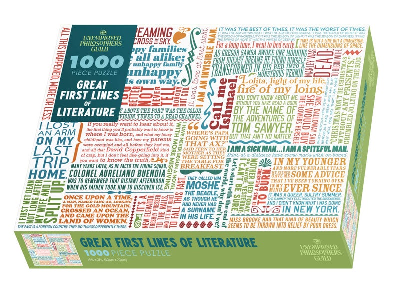 The Unemployed Philosophers Guild First Lines of Literature Jigsaw Puzzle - 1000 Pieces - Includes Mini Poster with Puzzle Art - Image 1
