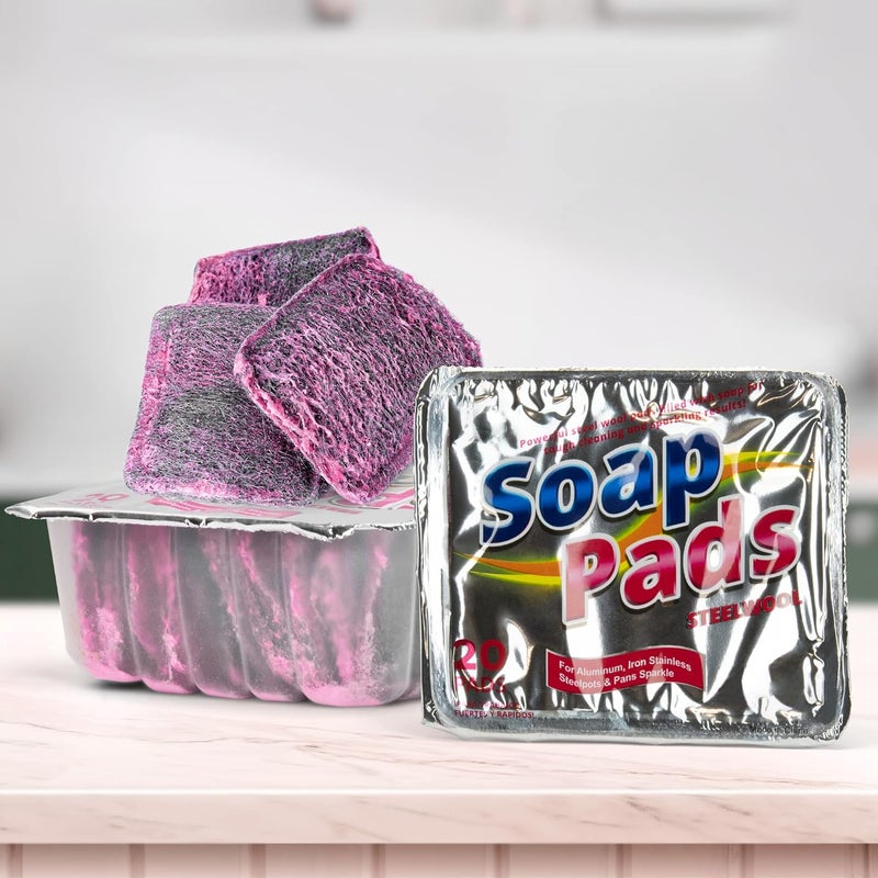 SteadMax 20 Pack Steel Wool Soap Pads PreSoaped Metal Scouring Pads for Easy Cleaning of Dishes Pans Ovens and Pots - Image 5