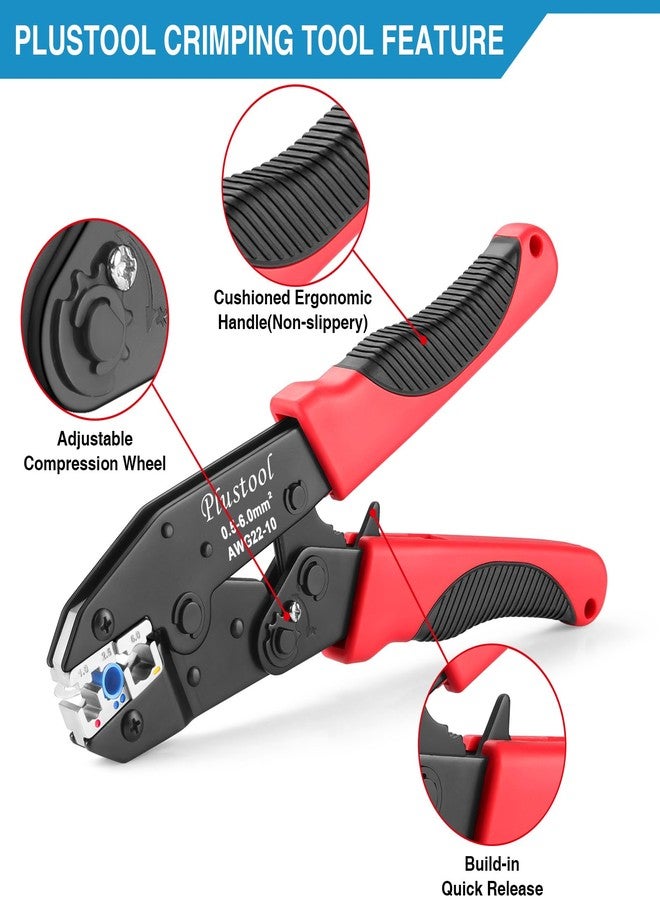 Plustool Crimping Tool for Insulated Electrical Connectors AWG 22-10 - Ratcheting Wire Terminal Crimper - Crimping Pliers - Crimper Tool Electrical - Crimp Tool - Image 4