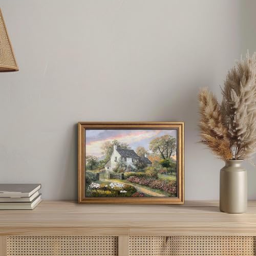 Yeechine Gold Framed Vintage Wall Art Classical French Village Garden Painting Canvas Print Bedroom Dining Room Farmhouse Wall Decor (cottage, 12L x 9.5W) - Image 3