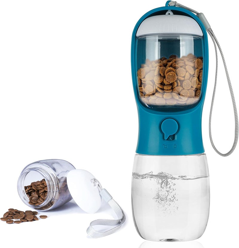 AVELORA Dog Water Bottle,Portable pet Water Bottle with Food Container,Outdoor Portable Water Dispenser for Cat,Rabbit,Puppy and Other Pets for Walking,Hiking,Travel(10oz) - Image 1