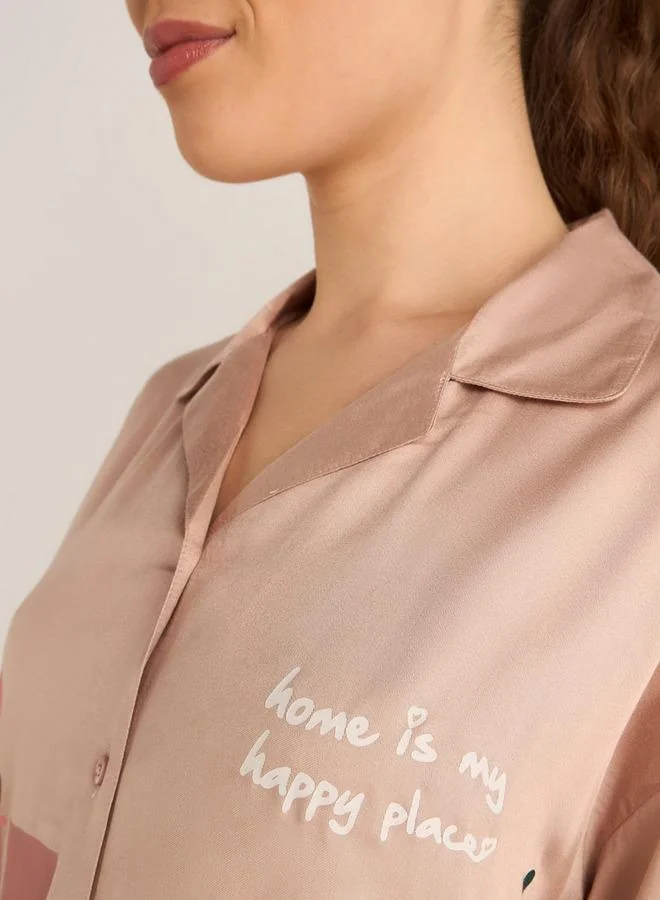 Splash FAV Mickey Mouse and Minnie Mouse Print Collared Sleepshirt