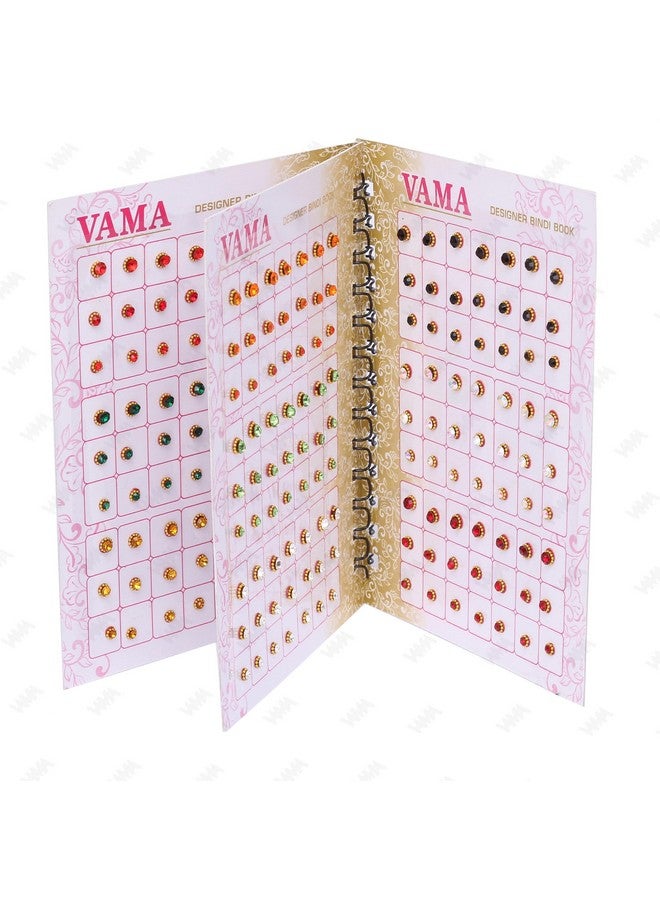 VAMA Multicolour Small Stone Bindis Kumkum Forehead Sticker Bindiya Bindi Booklet For Girls & Women - 252 Diamond Sticker Bindis Book - Image 1