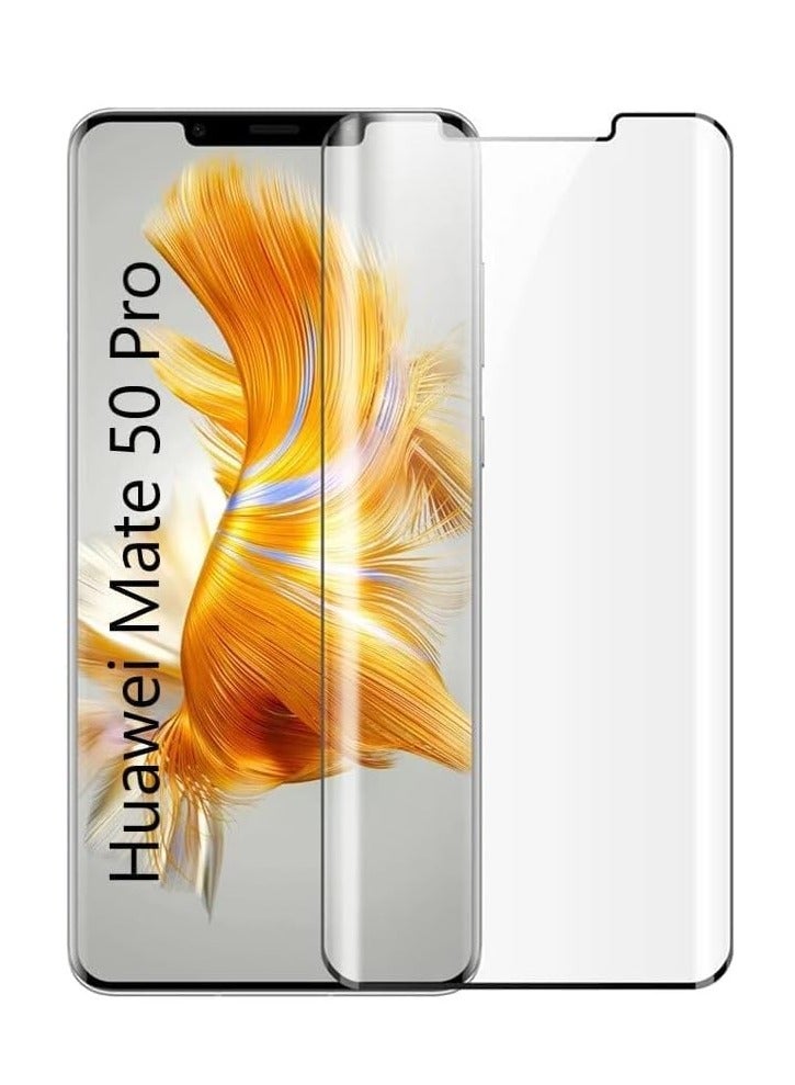 TIGER NEW Tempered Glass Screen Protector for Huawei Mate 50 Pro – Full Glue. Edge to Edge, 9H Hardness, Anti-Fingerprint, 5D Curved, Scratch-Resistant Protection - Image 1