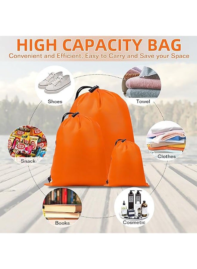 YelaJoy 6 Pack Drawstring Bags,3 Sizes Gym Drawstring Backpack Bulk for Women Men,Portable String Sackpack Bag Large Capacity,DIY Draw String Backpack for Gym Sports Storage Travel,15x20cm,23x30cm,22x45cm,Orange - Image 3