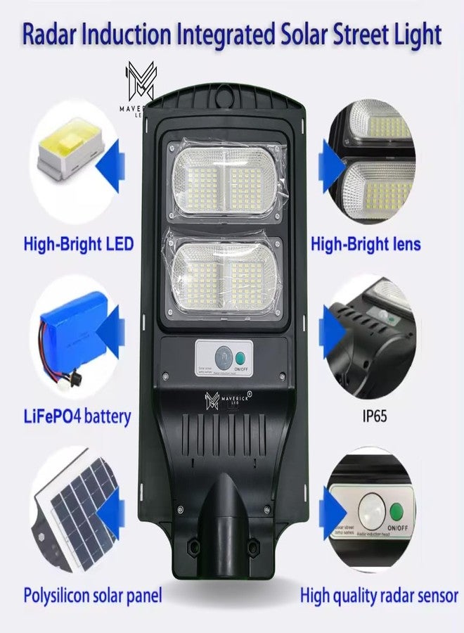 Maverick led 80W Solar LED Street Light Outdoor – Motion Sensor, Dusk to Dawn, Remote Controlled – Waterproof IP65, 256 LEDs, Cool White – No Pole Included – Ideal for Garden, Street, Pathway, Lawn (Pack of 1) - Image 2