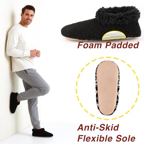 cosyone1997 2-Pair Mens Slippers Indoor Sherpa Lined Fuzzy Slipper Socks Non Slip Gripper Soles Size 12-13 - Image 5