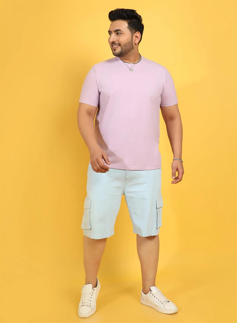 انستافاب بلس شورت كارجو رجالي أزرق فاتح مقاسات كبيرة للاستخدام اليومي بجيوب متعددة