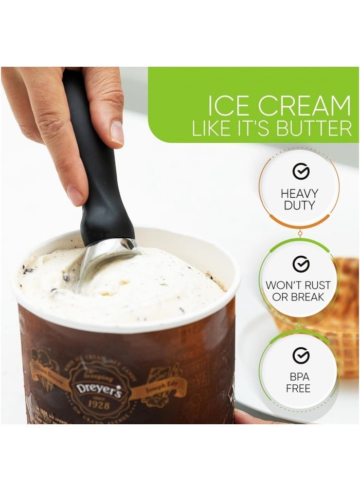 Heavy Duty Ice Cream Scoop with Comfortable Handle - Professional Ice Cream Scooper for Gelato, Sorbet, Cookie Dough, Melon, Frozen Yogurt - Dishwasher Safe Metal Kitchen Tool  - Image 4
