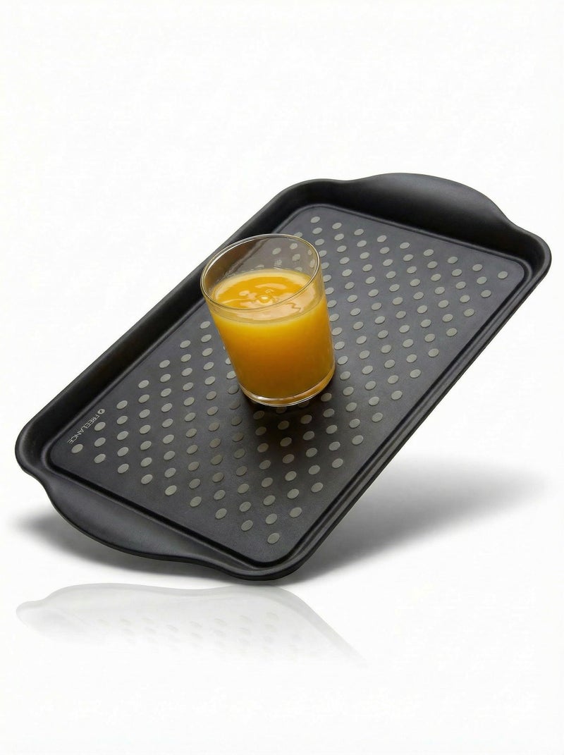 Freelance Anti Slip Serving Tray - 44 x 29 cm - Black - Non-Slip Rubber Surface, Break-Resistant - Versatile Anti Skid PP Plastic Kitchen & Dining/Coffee Table Trays for Breakfast/Food/Tea - Image 1