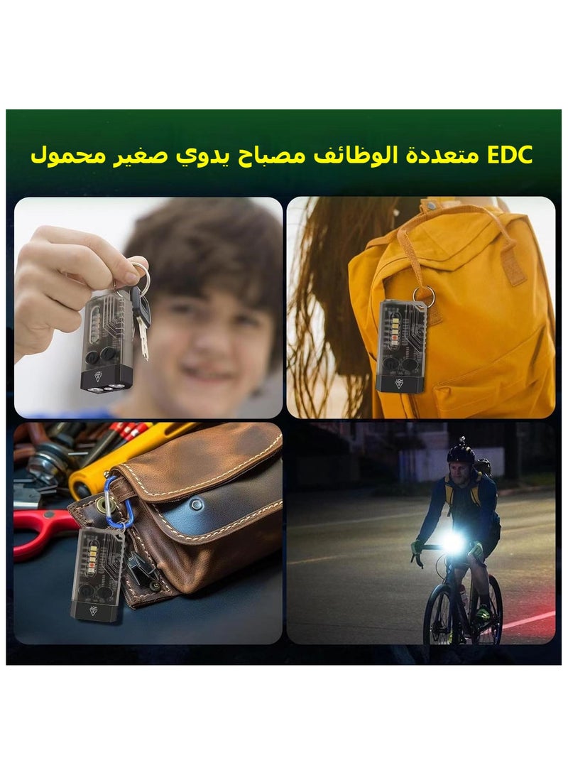 Powerful Mini EDC Flashlight with Red Laser Light, 365nm White/Red/UV/Blue/ Warm Light, High Lumens 1000 LM USB C Rechargeable LED  FlashLight-14 Modes,Tail Magnet, 80DB Beeping Sound, Black(V10L) - Image 5