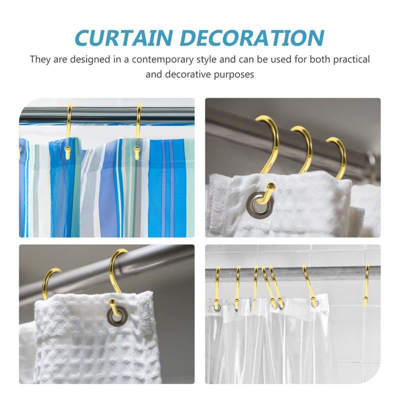Golden 12 Pack Shower Rod Hook Hangers Zinc Alloy Shower Curtain Hooks Easy Install - Image 5