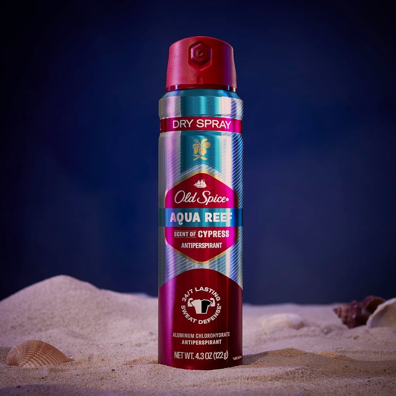 Old Spice سبراي مضاد للتعرق ومزيل عرق للرجال من أولد سبايس - جفاف غير مرئي - أكوا ريف، حماية من الروائح على مدار 24/7، 4.30 أونصة (عبوة من 3)  - Image 4