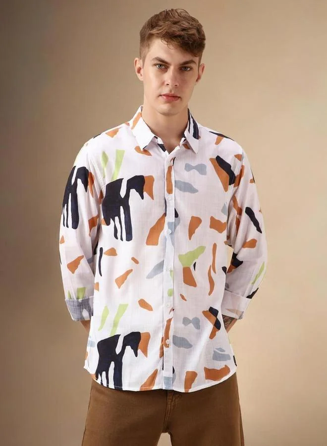 Dennis Lingo Dennis Lingo Abstract Printed Regular Fit Casual Shirt