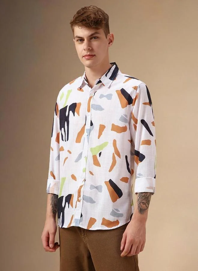 Dennis Lingo Dennis Lingo Abstract Printed Regular Fit Casual Shirt