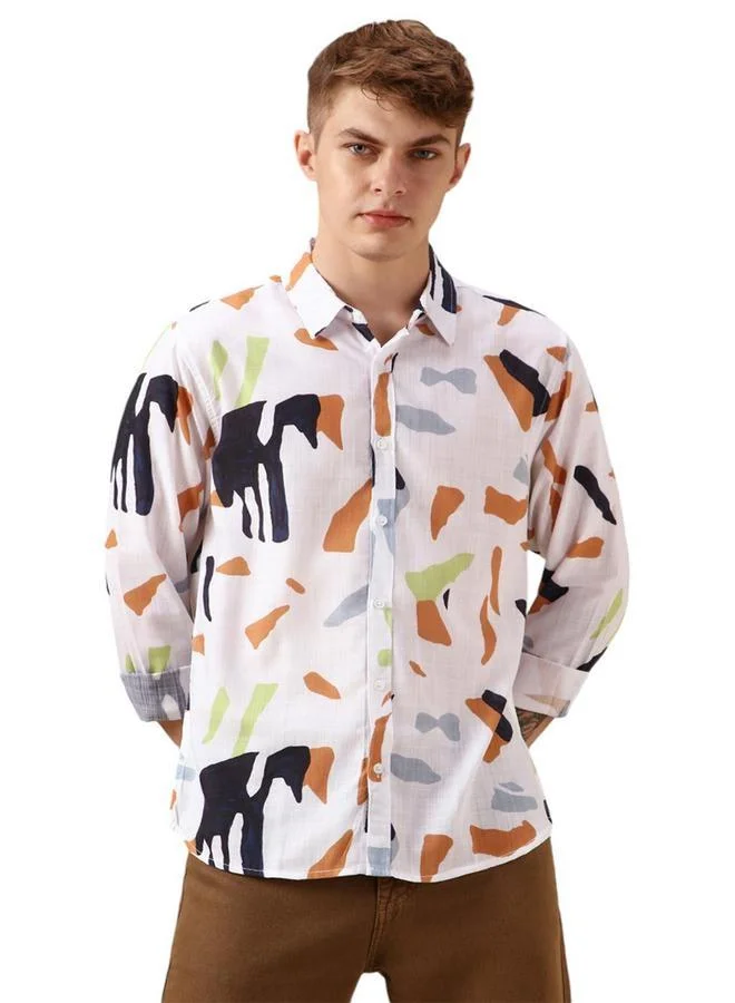 Dennis Lingo Dennis Lingo Abstract Printed Regular Fit Casual Shirt