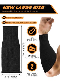 Geyoga Geyoga 2 Pairs Cut Resistant Sleeve Arm Protection Sleeves Level 5 Protection Safety Protective Sleeves for Men Women (Black, 9.45 x 4.72 Inches)  - Image 2