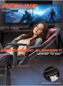 Wrath Pro Ergonomic Gaming Chair, Computer Chair with Adjustable Seat, PU Leather, 3D Armrest, Memory Foam Head & Lumbar Support Pillow Home & Office Chair with Footrest & Recline Black / Wine Red - pzsku/Z356DA7A40FED0596D1F4Z/45/_/1727861196/6b1d5b16-e1e4-4619-9e15-eb1281655edb