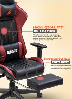 Wrath Pro Ergonomic Gaming Chair, Computer Chair with Adjustable Seat, PU Leather, 3D Armrest, Memory Foam Head & Lumbar Support Pillow Home & Office Chair with Footrest & Recline Black / Wine Red - pzsku/Z356DA7A40FED0596D1F4Z/45/_/1727861385/878b8b7f-38cf-444a-ab58-b1cde0561fd1