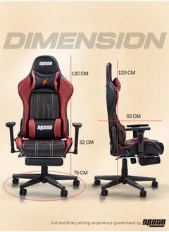 Wrath Pro Ergonomic Gaming Chair, Computer Chair with Adjustable Seat, PU Leather, 3D Armrest, Memory Foam Head & Lumbar Support Pillow Home & Office Chair with Footrest & Recline Black / Wine Red - pzsku/Z356DA7A40FED0596D1F4Z/45/_/1727861756/4a6c8c1d-6f58-4b80-8966-4c83b6868e82