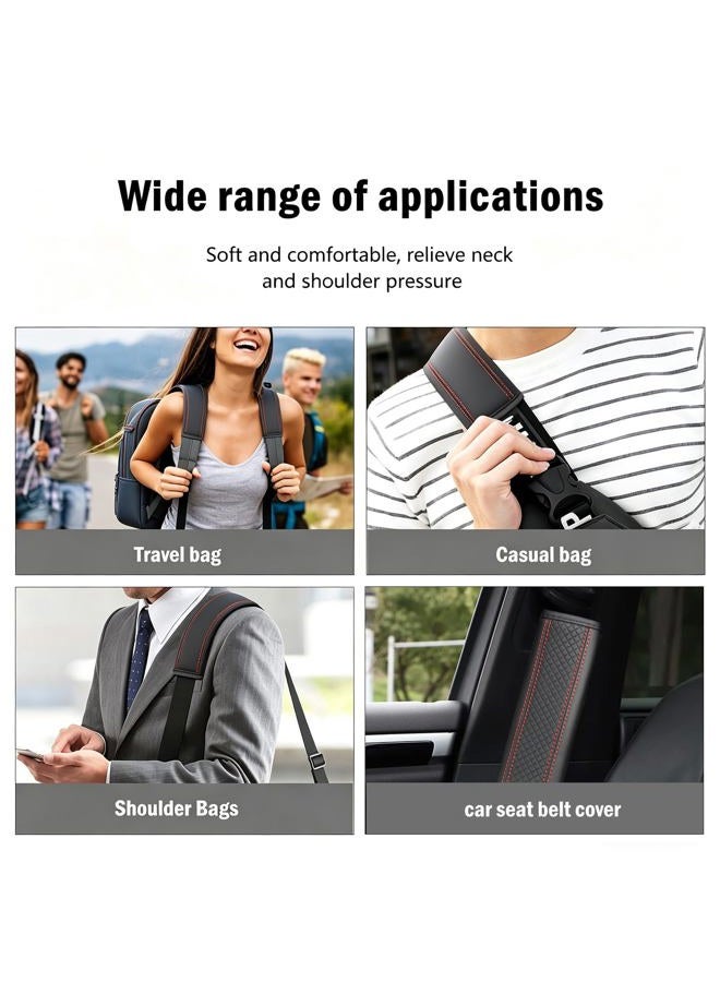 JAVMOO Seat Belt Pads Leather Seat Belt Covers More Comfort Driving Cushion Helps Protect Your Neck and Shoulders Suit for Car, Truck, SUV, Airplane,Camera Backpack Straps-2Pcs - Image 4