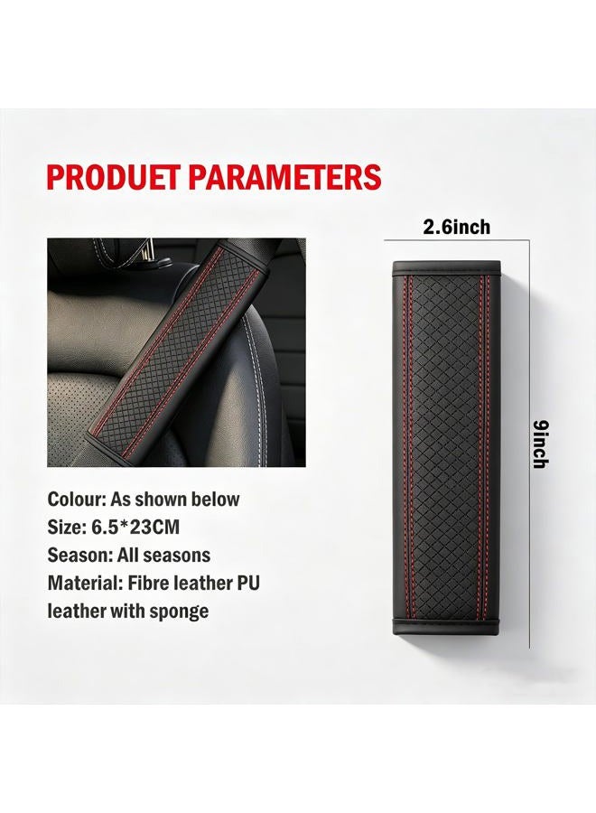 JAVMOO Seat Belt Pads Leather Seat Belt Covers More Comfort Driving Cushion Helps Protect Your Neck and Shoulders Suit for Car, Truck, SUV, Airplane,Camera Backpack Straps-2Pcs - Image 2
