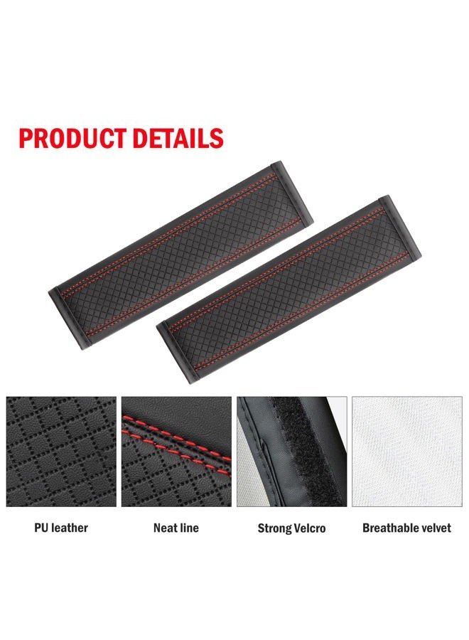 JAVMOO Seat Belt Pads Leather Seat Belt Covers More Comfort Driving Cushion Helps Protect Your Neck and Shoulders Suit for Car, Truck, SUV, Airplane,Camera Backpack Straps-2Pcs - Image 3