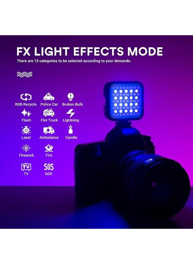 Godox LITEMONS LED6R RGB LED Video Light, Rechargeable LED Camera Light, HSI Adjustable 36000 Colors, CCT Bicolor 3200K-6500K, CRI 95, 13 FX Light Effects with 3 Cold Shoe, Support Magnetic Attraction  - Image 2
