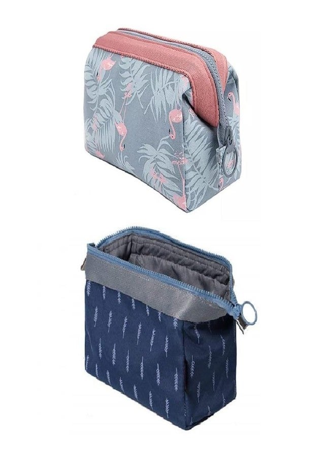 PUSHKH Travel Cosmetic Pouch Portable Makeup Organizer Toiletry Zipper Bags for Women Ladies Girls, Pack of 2 - Image 2