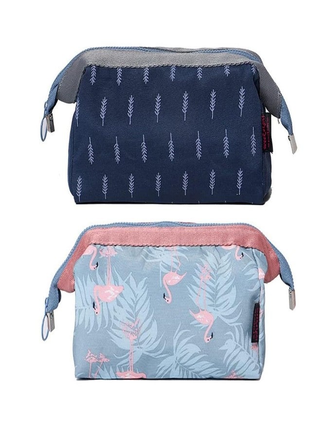 PUSHKH Travel Cosmetic Pouch Portable Makeup Organizer Toiletry Zipper Bags for Women Ladies Girls, Pack of 2 - Image 1