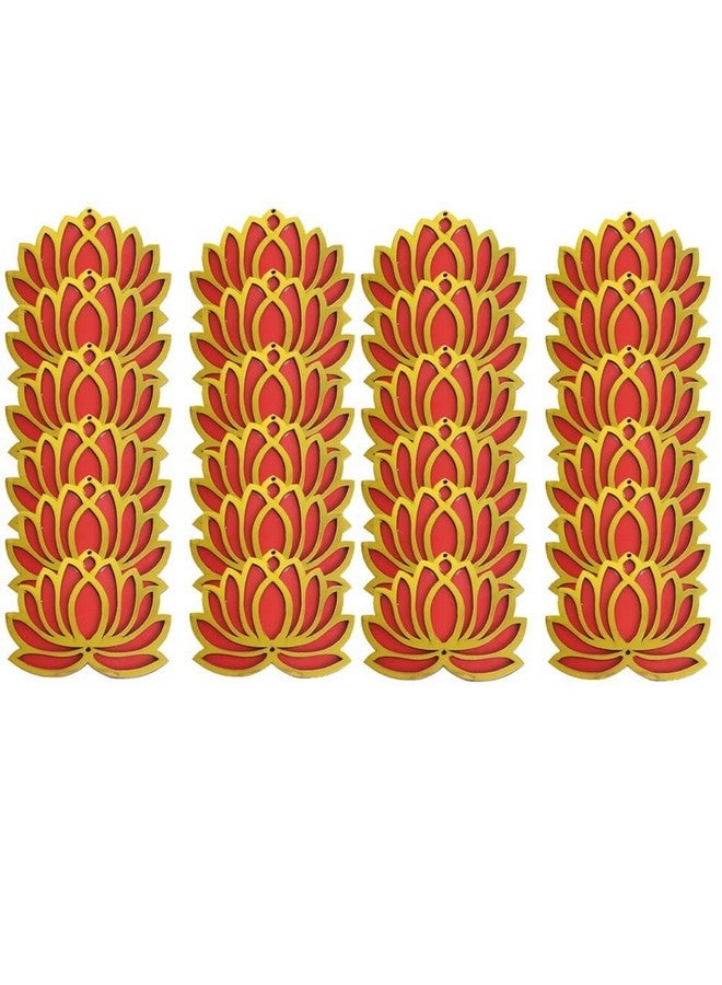 Gift Jaipur 24 Red Lotus Cutout 4 Inch Wooden Double MDF Cutout DIY Rangoli Kit - Decorations for Diwali, Dusshera Wedding Rangoli, Pooja, Decorations, Festival Decor - Image 1