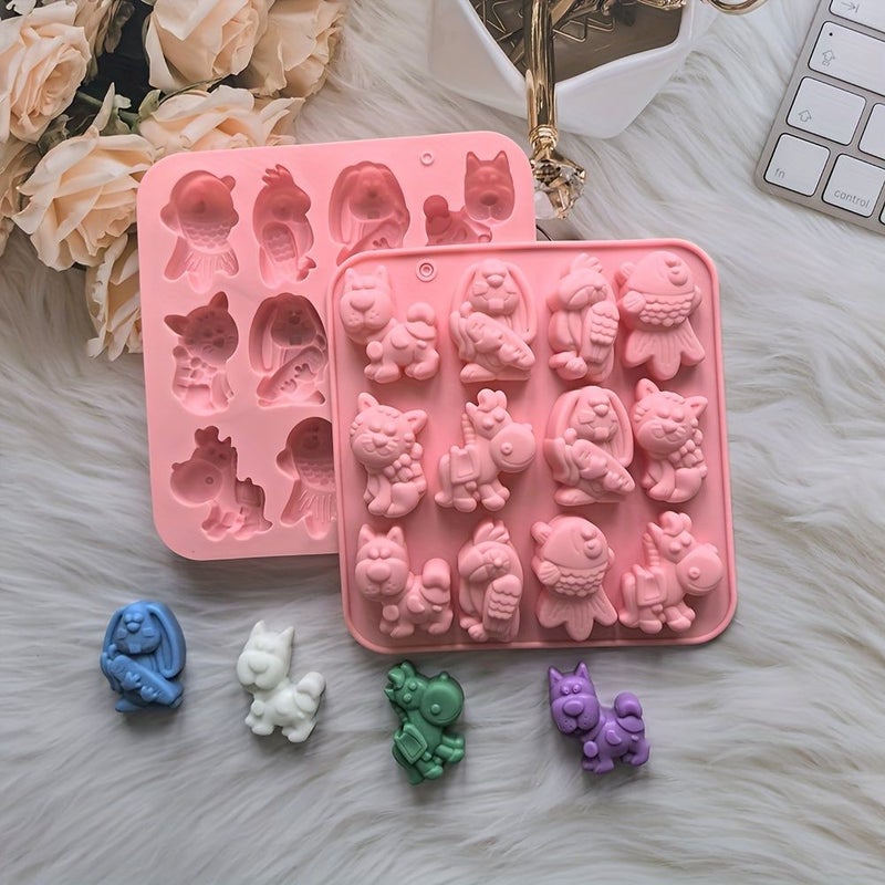 1pc Silicone Candy Chocolate Cake Mold With 12 Cavity Shapes Random Color For Baking DIY Sweets Ice Cubes Birthdays Weddings Showers Release Dessert Mold - Image 1