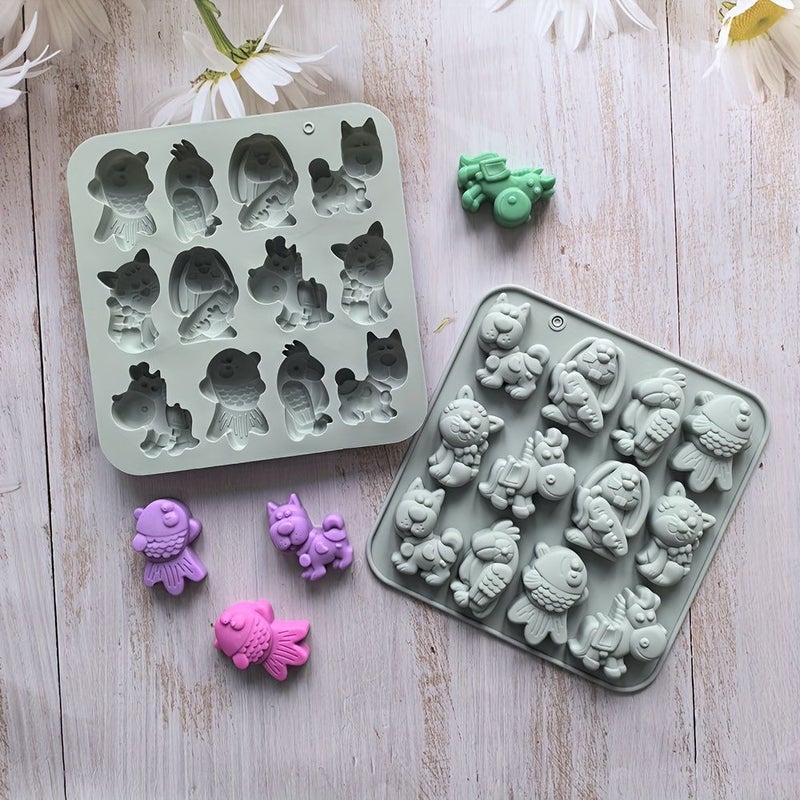 1pc Silicone Candy Chocolate Cake Mold With 12 Cavity Shapes Random Color For Baking DIY Sweets Ice Cubes Birthdays Weddings Showers Release Dessert Mold - Image 2