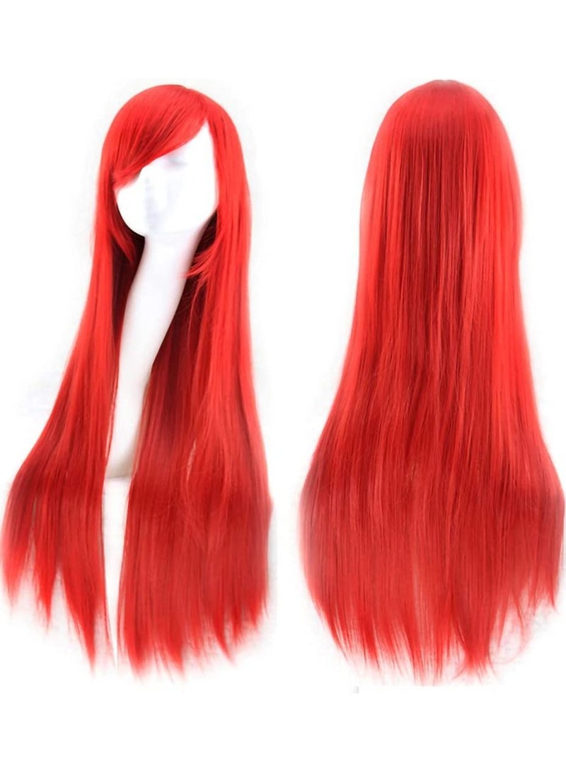 إستيل شعر مستعار Estelle بطول 32 بوصة 80 سم طويل مستقيم أنيمي أزياء المرأة تأثيري باروكة شعر مستعار للحفلات مع غطاء شعر مستعار مجاني أحمر - Image 1