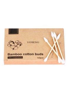 Yoseng Natural Bamboo Cotton Swabs, Eco-Friendly & Biodegradable – Comfortable and Soft,Two Tip Buds –2 Different Cotton Buds–Bamboo Cotton Swabs for Ears Cleaning and Makeup- Zero Plastic (1 Pack of 100)  - Image 1