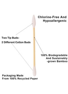 Yoseng Natural Bamboo Cotton Swabs, Eco-Friendly & Biodegradable – Comfortable and Soft,Two Tip Buds –2 Different Cotton Buds–Bamboo Cotton Swabs for Ears Cleaning and Makeup- Zero Plastic (1 Pack of 100)  - Image 3