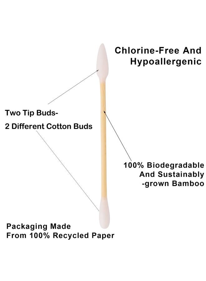 Yoseng Natural Bamboo Cotton Swabs, Eco-Friendly & Biodegradable – Comfortable and Soft,Two Tip Buds –2 Different Cotton Buds–Bamboo Cotton Swabs for Ears Cleaning and Makeup- Zero Plastic (1 Pack of 100) - Image 3