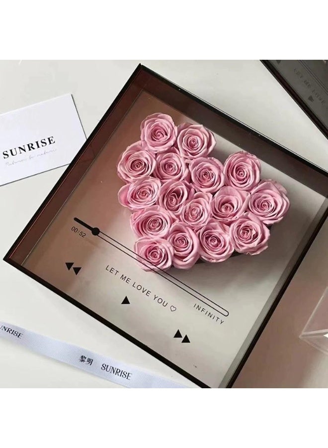 Christmas gifts-Preserved Flower 13 Roses and Acrylic CD Box, Romantic Gift – Includes Gift Bag and Aromatherapy. - Image 2