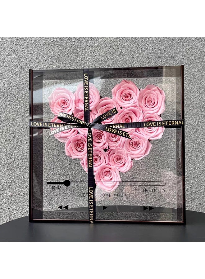 Christmas gifts-Preserved Flower 13 Roses and Acrylic CD Box, Romantic Gift – Includes Gift Bag and Aromatherapy. - Image 1