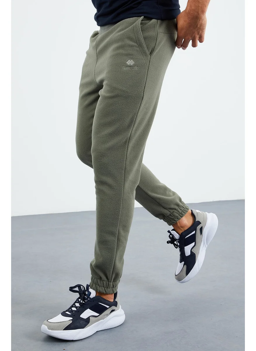 تومي لايف Light Green Men's Hidden Zipper Comfortable Form Elastic Leg Fleece Tracksuit Bottom - 84866